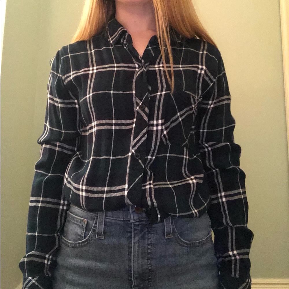 Rails forest green and white flannel